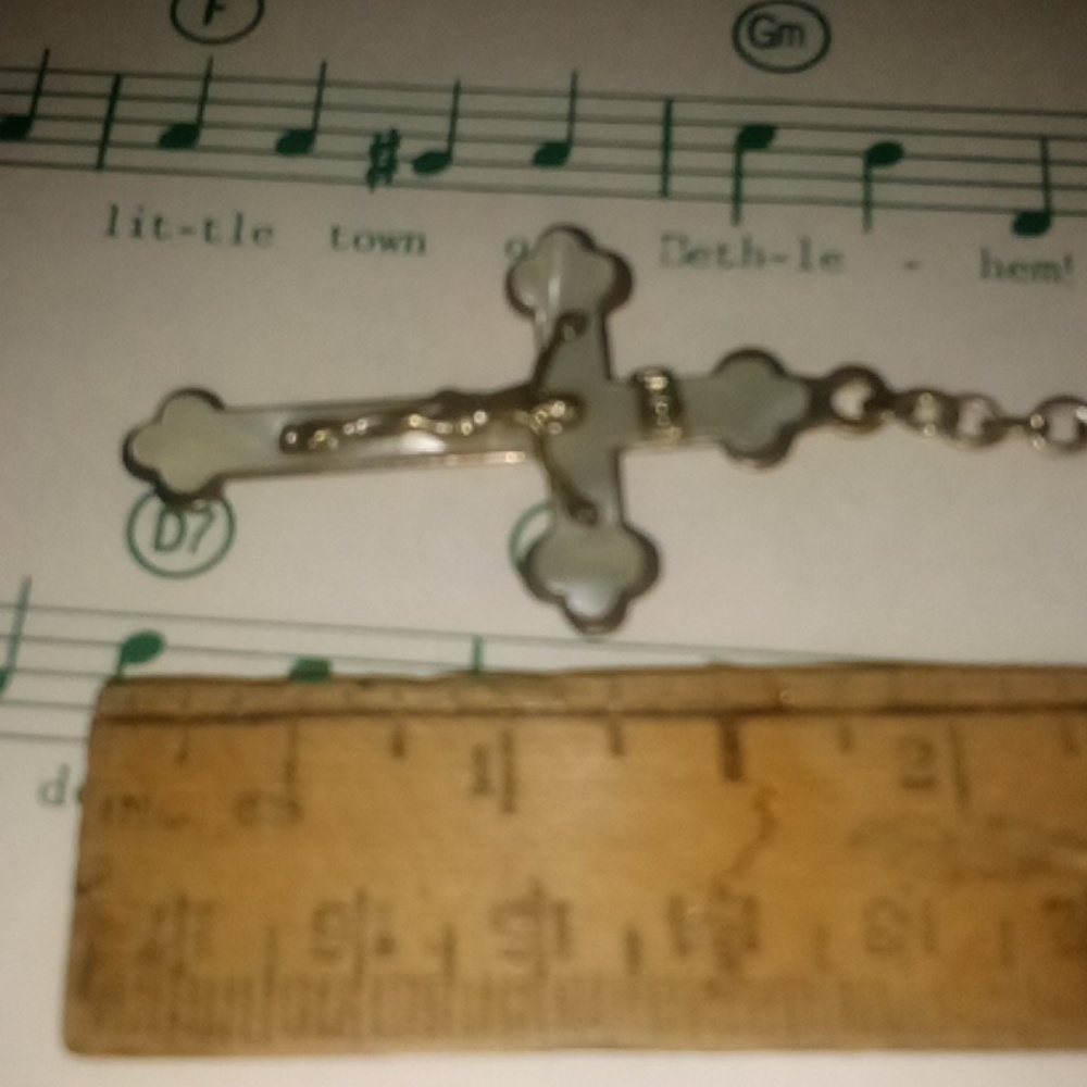 Vintage Rosary Mother If Pearl Faux Pearl Stainless Steel - Picture 6 of 7